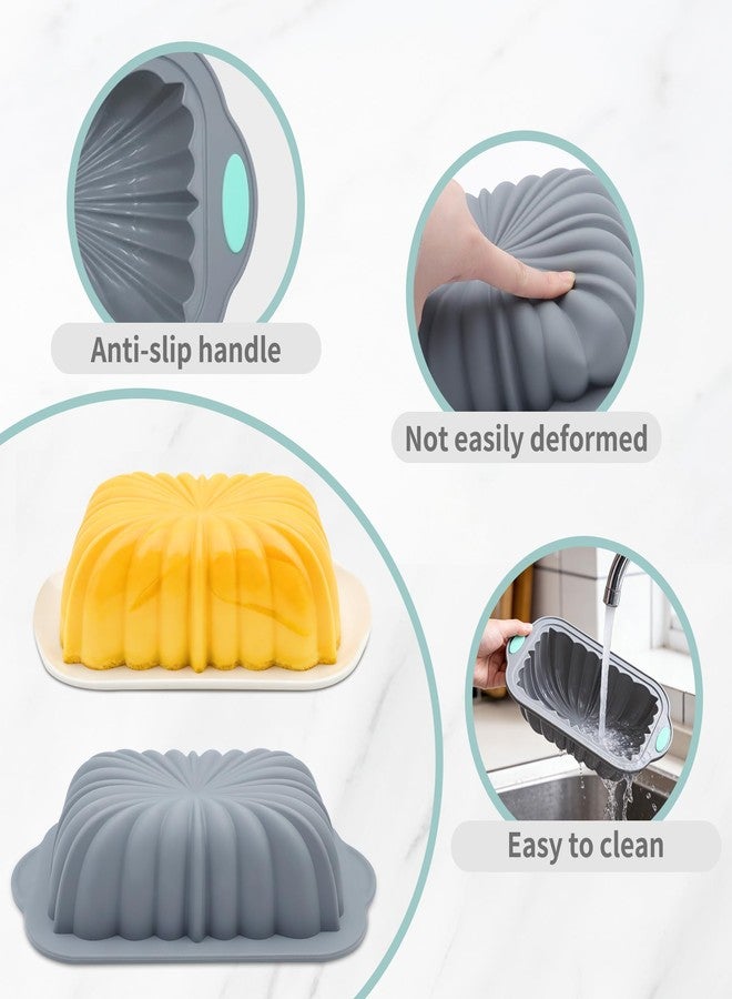 To encounter 44 Pieces Silicone Cake Pan Set, 3 Sizes Silicone Fluted Bread Pan with Reusable Baking Cups, Food Grade Baking Mold for Brownie, Bread, Muffin, Light Grey - Image 3