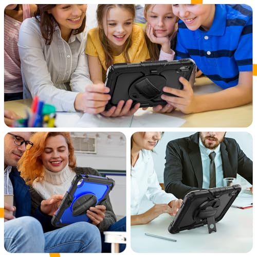 timecity for iPad (A16) 11th/ 10th Generation Case 11''/ 10.9 Inch (2025/2022) - Heavy Duty Protective Cover with Screen Protector, Stand, Shoulder Strap & Pencil Holder | Kids-Friendly - Black - Image 5
