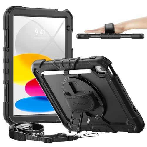 timecity for iPad (A16) 11th/ 10th Generation Case 11''/ 10.9 Inch (2025/2022) - Heavy Duty Protective Cover with Screen Protector, Stand, Shoulder Strap & Pencil Holder | Kids-Friendly - Black - Image 1