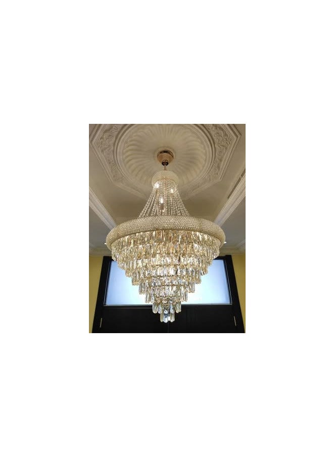 YD 80cm Luxury Crystal Chandelier Gold Finish – LED Ceiling Light for Living Room, Hall, Hotel Lobby - Image 2