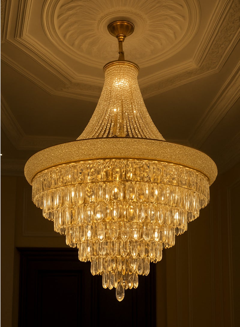 YD 80cm Luxury Crystal Chandelier Gold Finish – LED Ceiling Light for Living Room, Hall, Hotel Lobby - Image 1