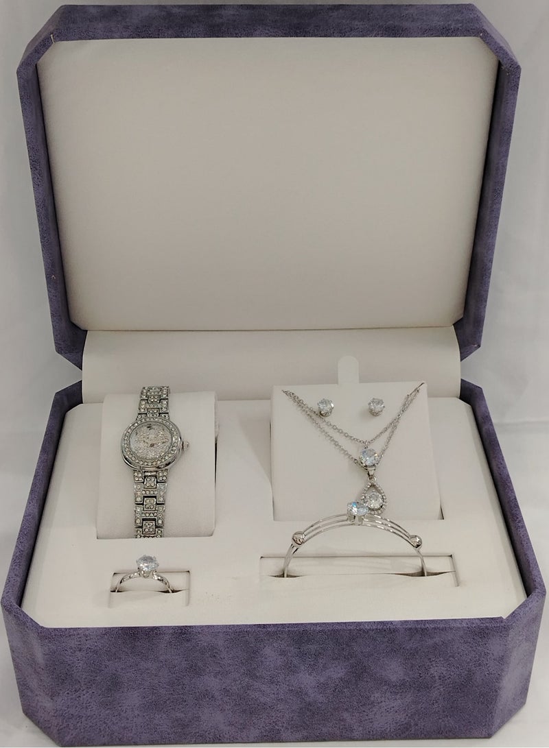 Generic Soft and elegant women's sets, zircon, steel watch 