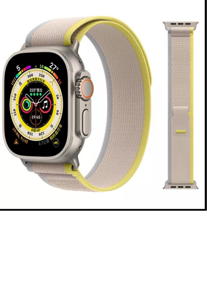 Apple Watch strap made of rubber fabric  beige with yellow color size 42 - Image 1