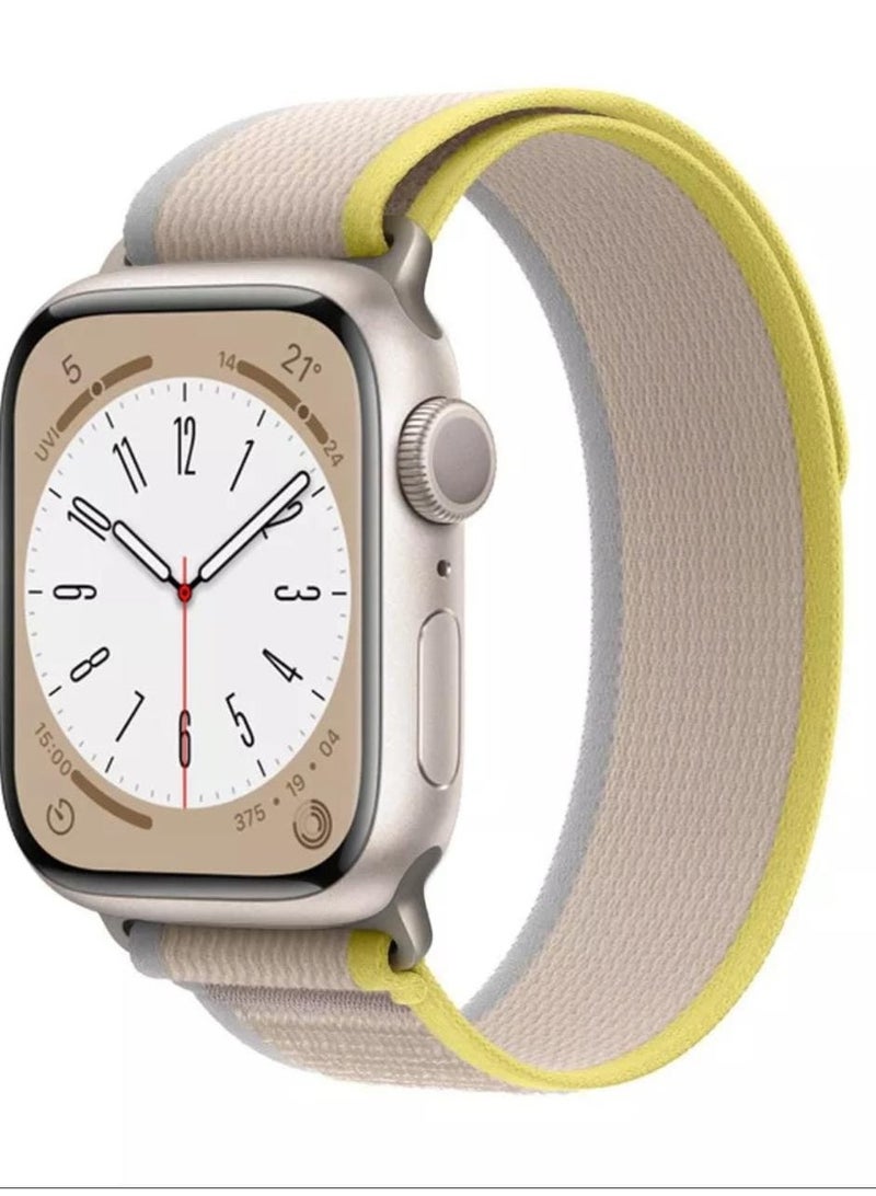 Apple Watch strap made of rubber fabric  beige with yellow color size 42 - Image 3