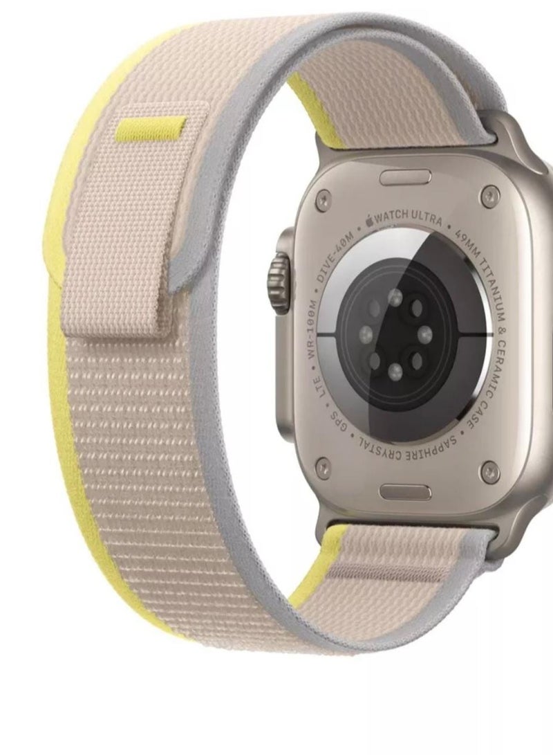 Apple Watch strap made of rubber fabric  beige with yellow color size 42 - Image 2