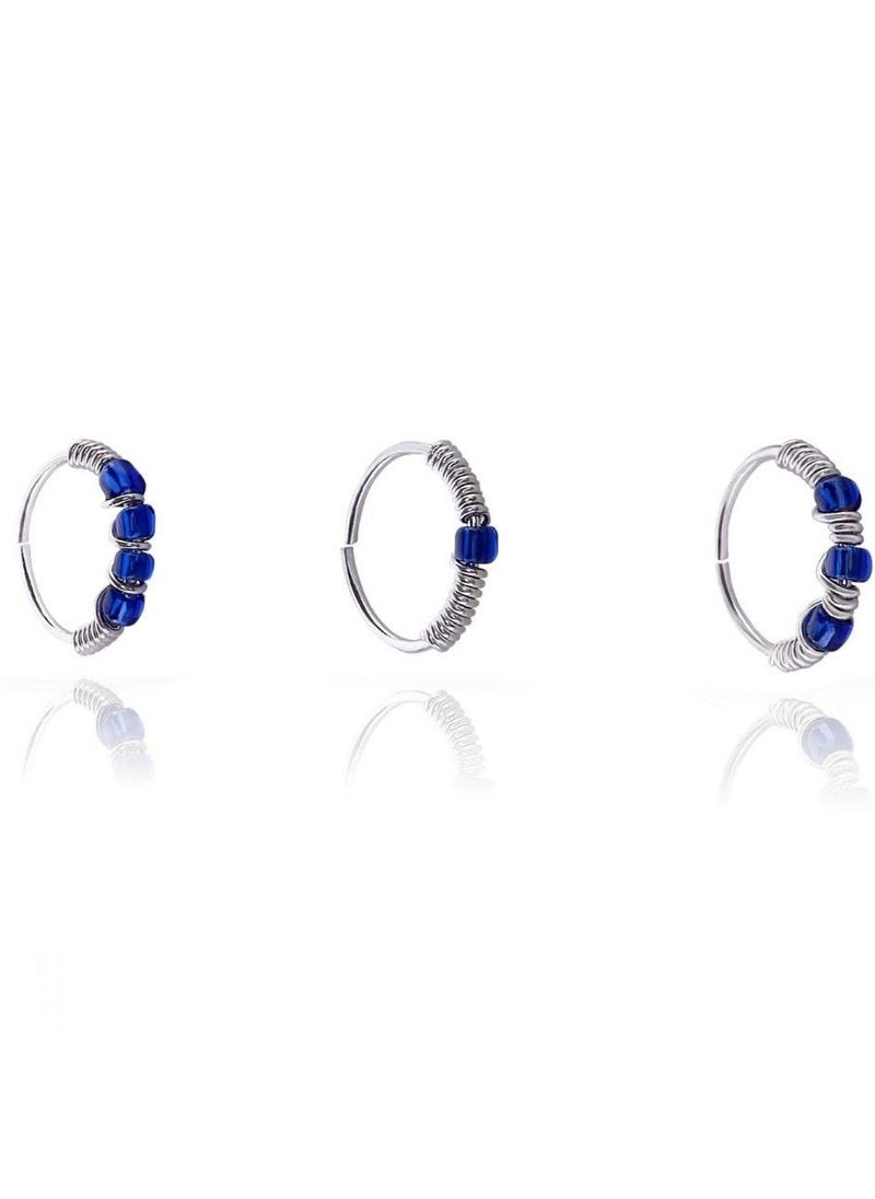 Generic - set of 3 blue hoop piercing for sterling silver925 || get your own now - Image 1