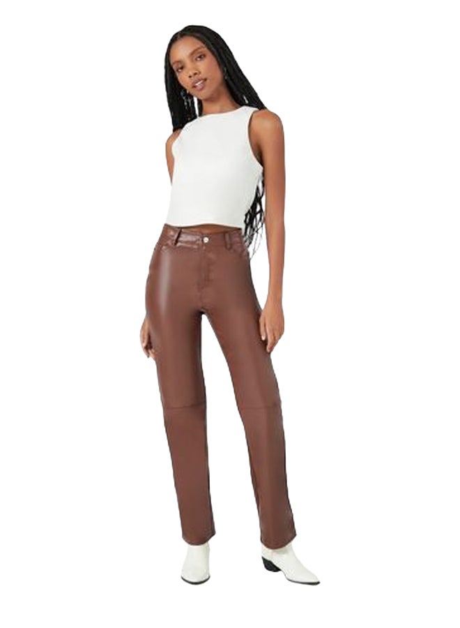 FOREVER 21 Faux Leather High-Rise Straight Pants - Image 1