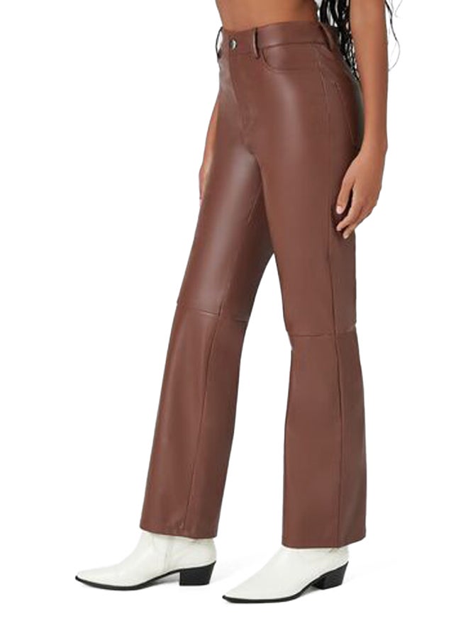 FOREVER 21 Faux Leather High-Rise Straight Pants - Image 4
