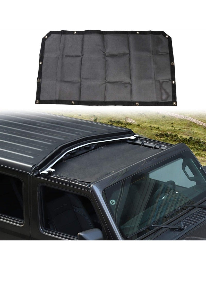 Excefore Black Sunshade Mesh Bikini Top Roof Sun Shade Exterior Accessories for Jeep Wrangler 2018-2022 JL JLU or 2020-2022 Gladiator JT  - Image 1