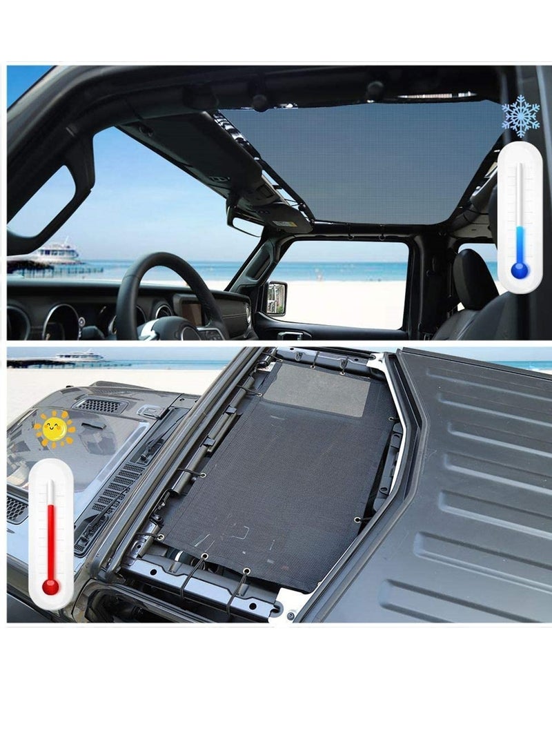 Excefore Black Sunshade Mesh Bikini Top Roof Sun Shade Exterior Accessories for Jeep Wrangler 2018-2022 JL JLU or 2020-2022 Gladiator JT  - Image 4