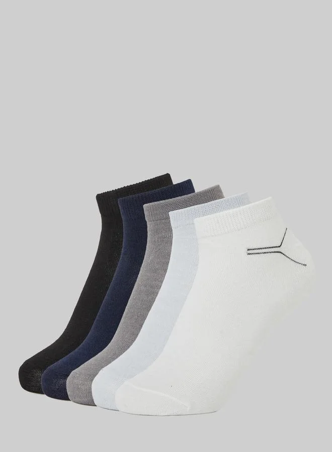 Styli Pack of 5- Assorted Ribbed Cuff Ankle Socks