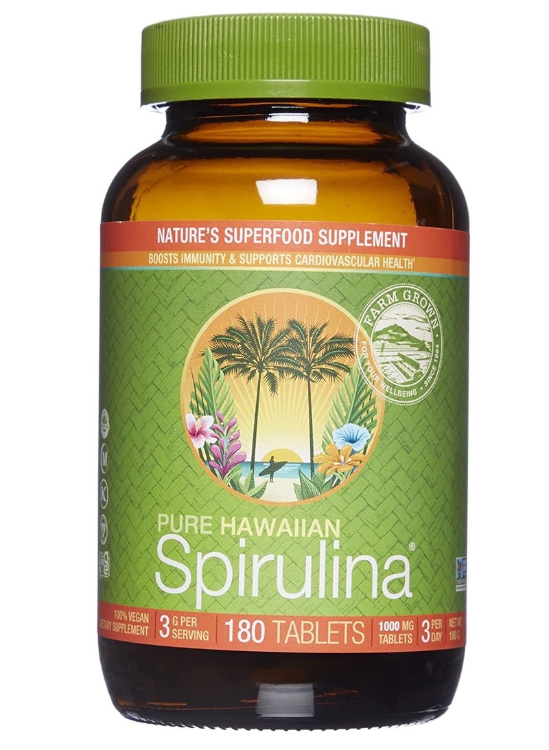 نيوتركس هاواي سبيرولينا هاواي النقية - أقراص 1000 ملغ، 180 قرصًا - سبيرولينا طبيعية فاخرة من هاواي - نباتي، غير معدّل وراثيًا، غير مشعع - مكمل غذائي فائق الجودة وفيتامينات طبيعية متعددة