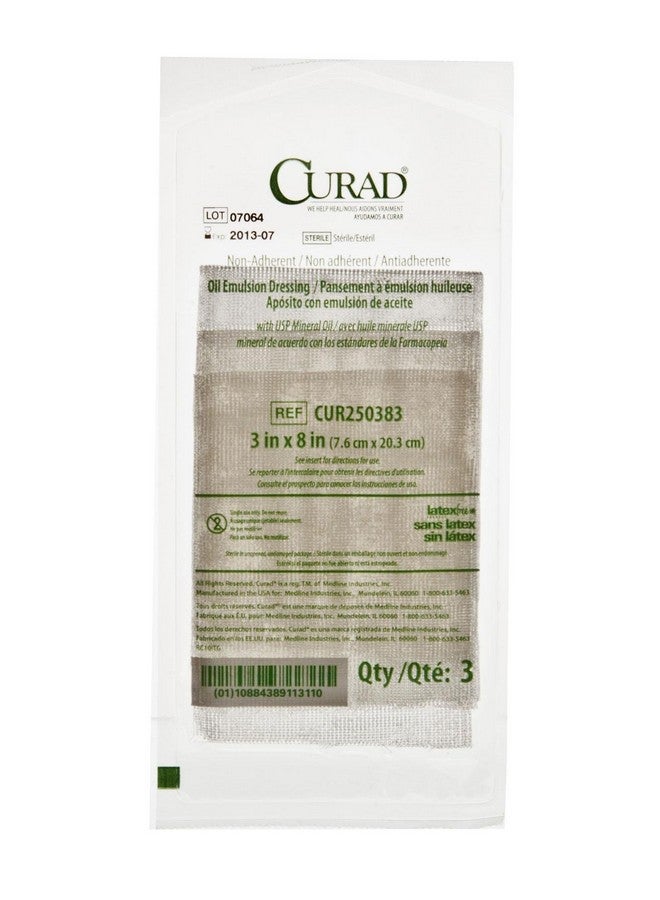 CURAD CURAD Sterile Non-Adherent Oil Emulsion Gauze Dressing, 3" x 8", Perfect fro Wound Care, Pack of 3