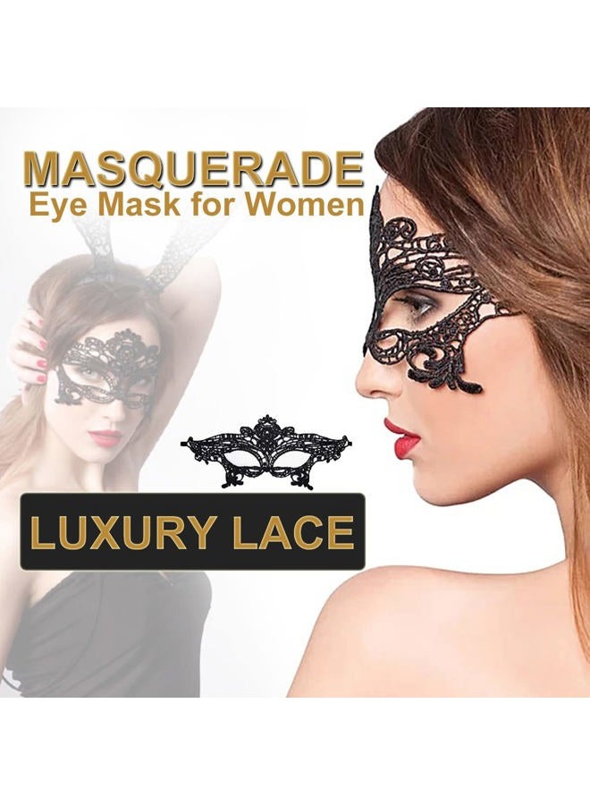 MYMENU Half Face - Masquerade Mask for Women Shiny Rhinestone Venetian Party Prom Ball Metal Mask, M - Image 3