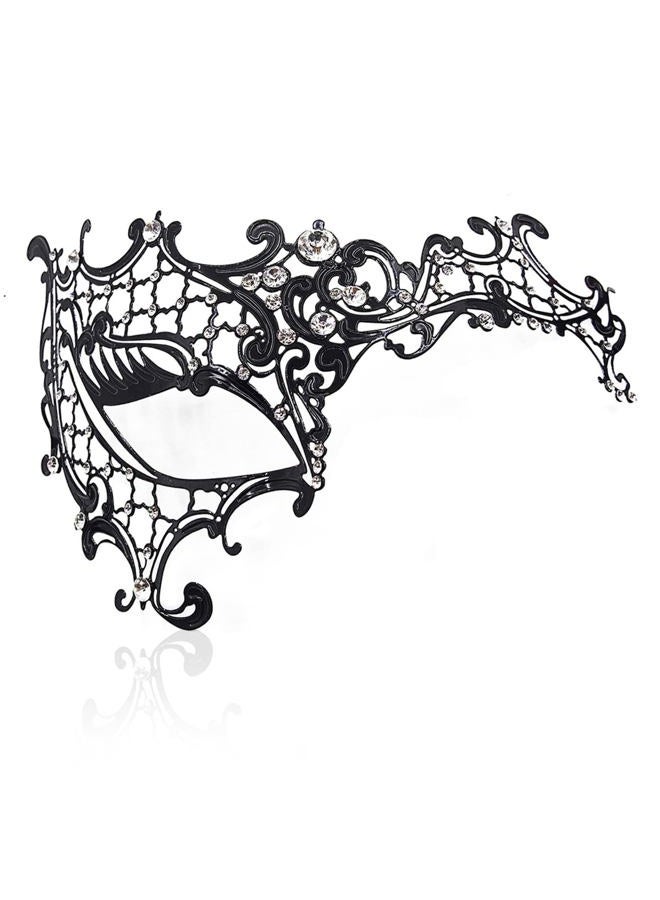 MYMENU Half Face - Masquerade Mask for Women Shiny Rhinestone Venetian Party Prom Ball Metal Mask, M - Image 2