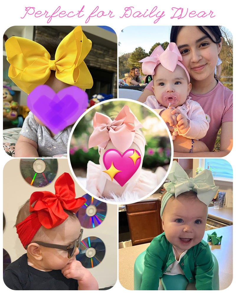 doboi 20pcs Baby Girls Bows Headbands Nylon Hairbands Ribbon Bow Elastic Hair Accessories for Newborns Infants Toddlers and Kids - Image 5