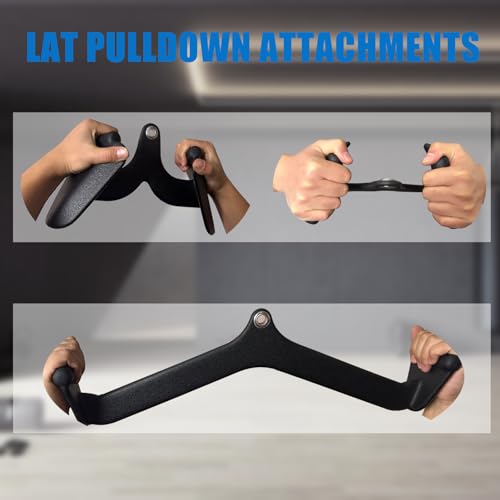 BLUSLM LAT Pulldown Attachments, LAT Bar Cable Machine Attachment,T-bar V-bar, LAT Pull Down Bars, Back Tricep Bar Strength Training Handle for Home Gym Fitness (Style 01) - Image 3