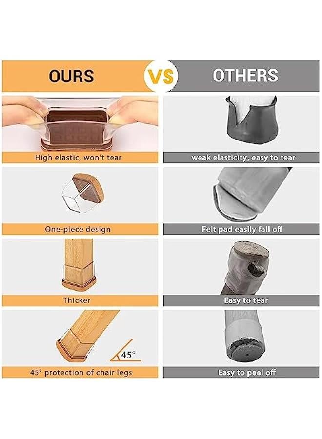 24 Pcs Extra Large Square Chair Leg Floor Protectors, Silicone Chair Leg Protectors for Hardwood Floors, High Elastic Chair Leg Cap, Protect Wooden Floors from Scratching, Won't Tear (Fit: 1.45''–2' - Image 5