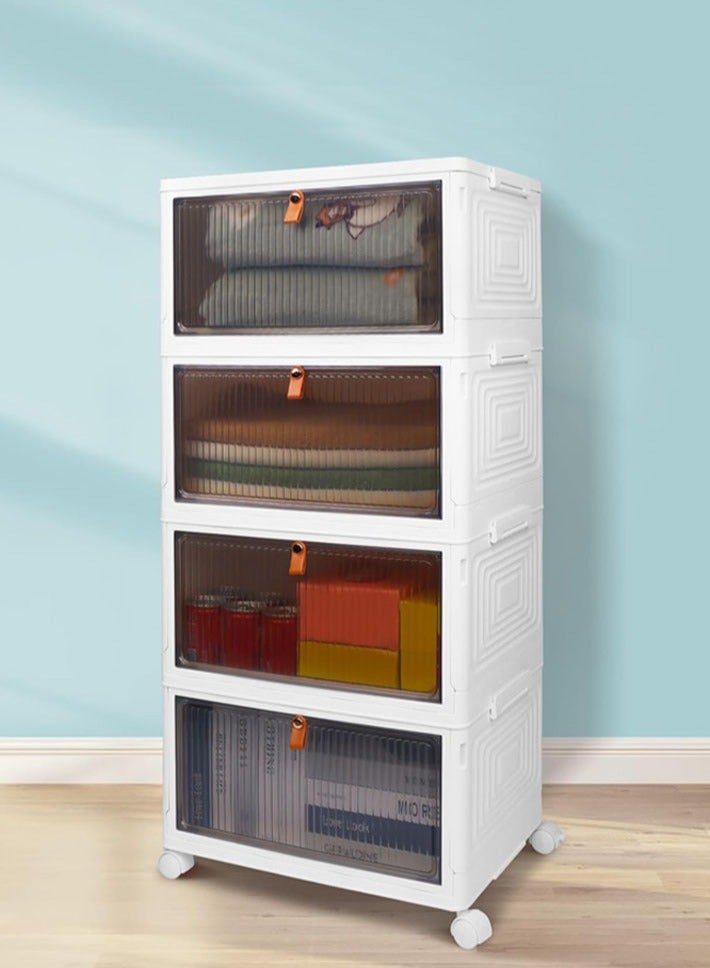 dida-cosmos 4 Layer Foldable Storage Boxes with Lids for Closet Organization and Storage, Removable Storage Boxes with Wheels, Foldable Storage Boxes for Office, School, Home Storage - Image 1