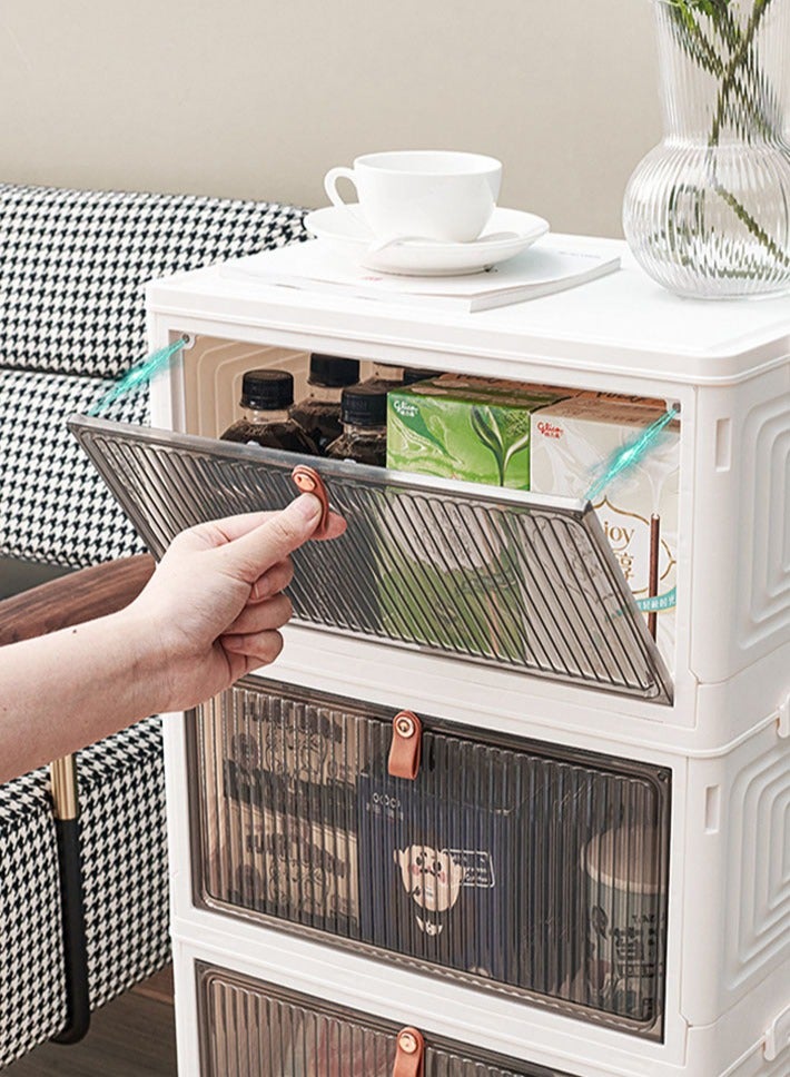 dida-cosmos 4 Layer Foldable Storage Boxes with Lids for Closet Organization and Storage, Removable Storage Boxes with Wheels, Foldable Storage Boxes for Office, School, Home Storage - Image 2