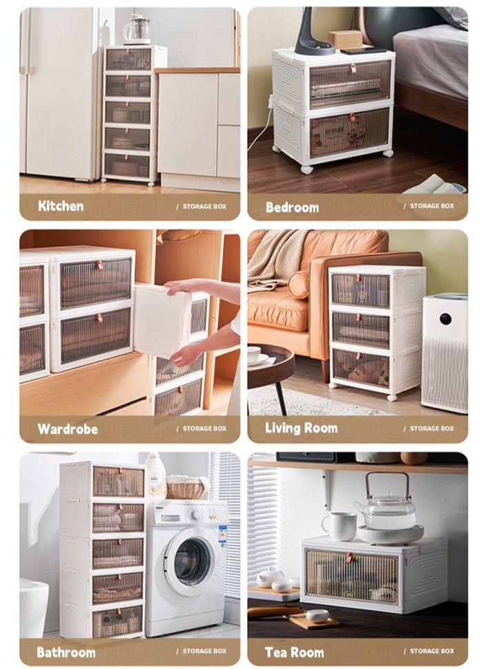 dida-cosmos 4 Layer Foldable Storage Boxes with Lids for Closet Organization and Storage, Removable Storage Boxes with Wheels, Foldable Storage Boxes for Office, School, Home Storage - Image 4