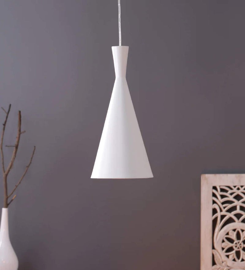WHITERAY Industrial Retro Country Style Round Hanging Pendant Ceiling Light (White) - Image 1