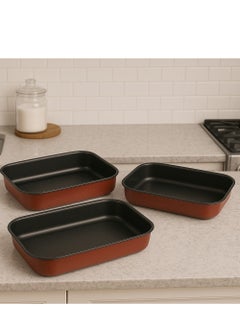Alsaif Set of 3 Vitro Non-Stick Rectangular Baking Trays 37, 41 and 45 cm  - Image 2