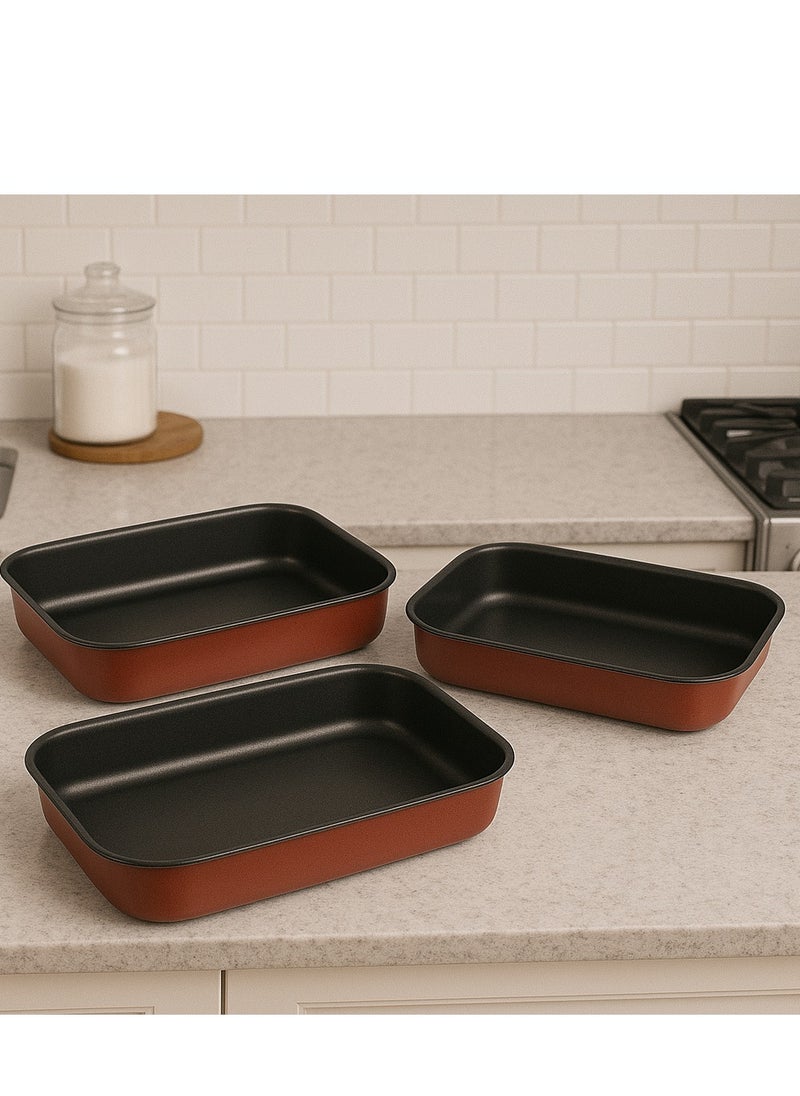 Alsaif - Set of 3 Vitro Non-Stick Rectangular Baking Trays 37, 41 and 45 cm - Image 1