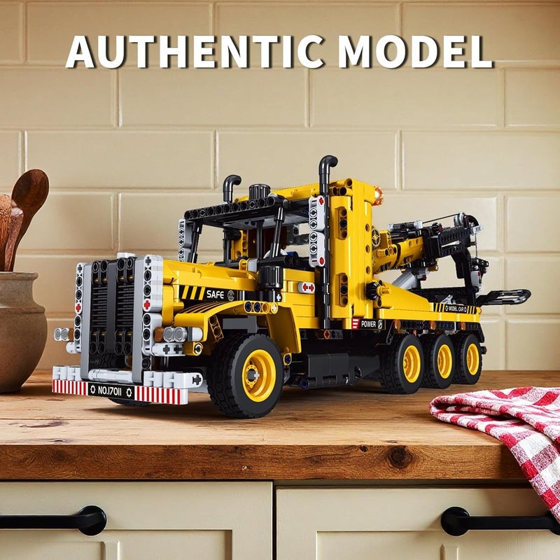 مولد كينج مجموعة لعب بناء لشاحنة السحب الثقيلة من مودل كينج 17011 ( 17011 Heavy-Duty Tow Truck Building Toy Set)، نموذج شاحنة هندسية ثابتة مع مقطورة، لعبة بناء للتجميع الذاتي أو للعرض للبالغين والأطفال (1250 قطعة) - Image 5