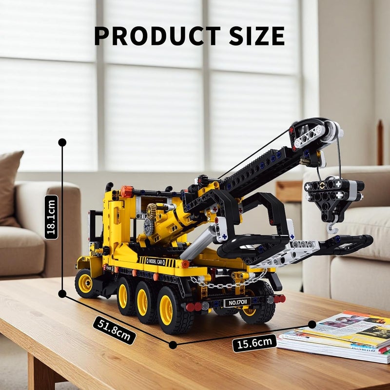مولد كينج مجموعة لعب بناء لشاحنة السحب الثقيلة من مودل كينج 17011 ( 17011 Heavy-Duty Tow Truck Building Toy Set)، نموذج شاحنة هندسية ثابتة مع مقطورة، لعبة بناء للتجميع الذاتي أو للعرض للبالغين والأطفال (1250 قطعة) - Image 3
