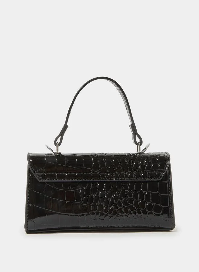 Styli  Black Croc-Effect Structured Handbag for Women | Best Price UAE