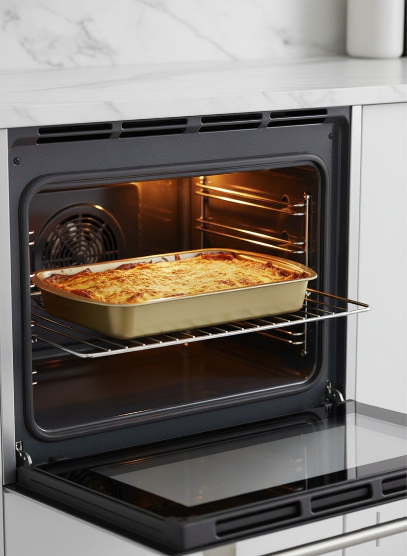 باصرة صينية خبز مستطيلة غير لاصقة بلون ذهبي – صحن مثالي لتحضير الكيك، اللازانيا، الحلويات، والمعجنات داخل الفرن - Image 5