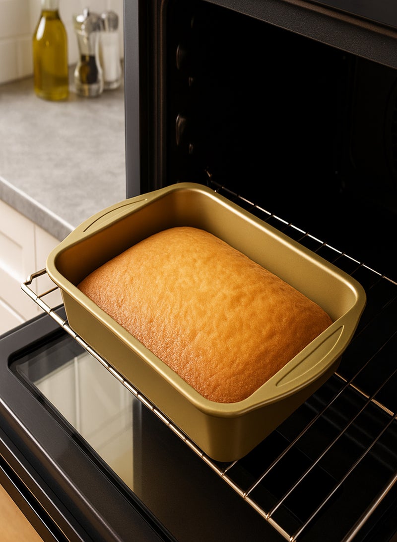 باصرة صينية خبز مستطيلة غير لاصقة بلون ذهبي – صحن مثالي لتحضير الكيك، اللازانيا، الحلويات، والمعجنات داخل الفرن - Image 1