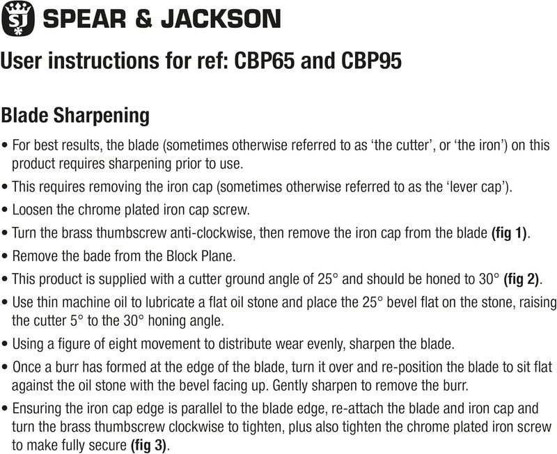 Spear  Jackson CBP95 9 1/2 Carpenters Block Plane - Image 5