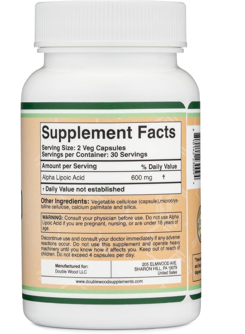 حمض ألفا ليبويك لعلاج الاعتلال العصبي وصحة القلب والأوعية الدموية، 60 كبسولة، 30 حصة - Image 2