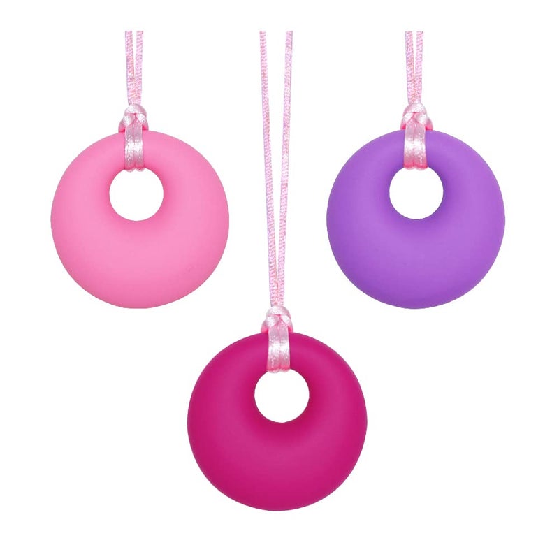 Chew Necklace for Sensory Kids Girls Chewy Necklace Sensory Chew Toys for Adults with Autism ADHD Anxiety Silicone Sensory Necklaces for Chewing 3 Pack