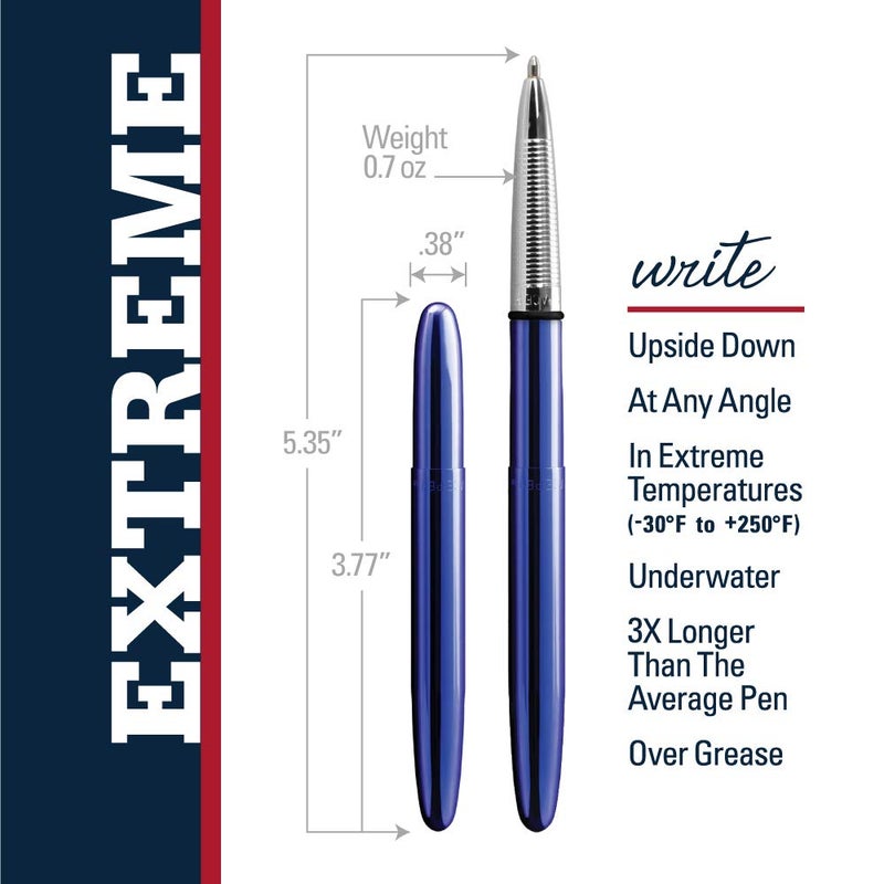 FISHER Fisher Space Pen Bullet Pen, Ballpoint, Blueberry, Brass, Black Ink, Gift Box - Image 2