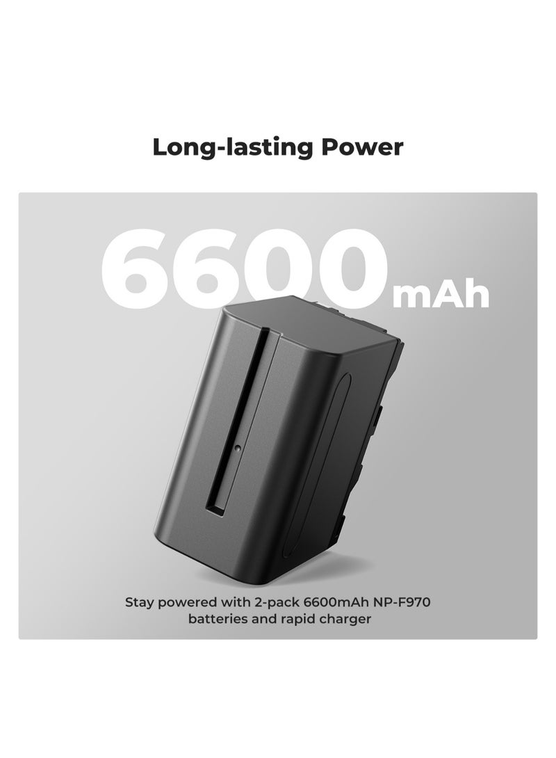 K&F Concept KF28.0047 NP‑F970 Dual Charger Kit with 2 × 6600 mAh Batteries – High‑Capacity Power Kit for Sony NP‑F Devices - Image 5