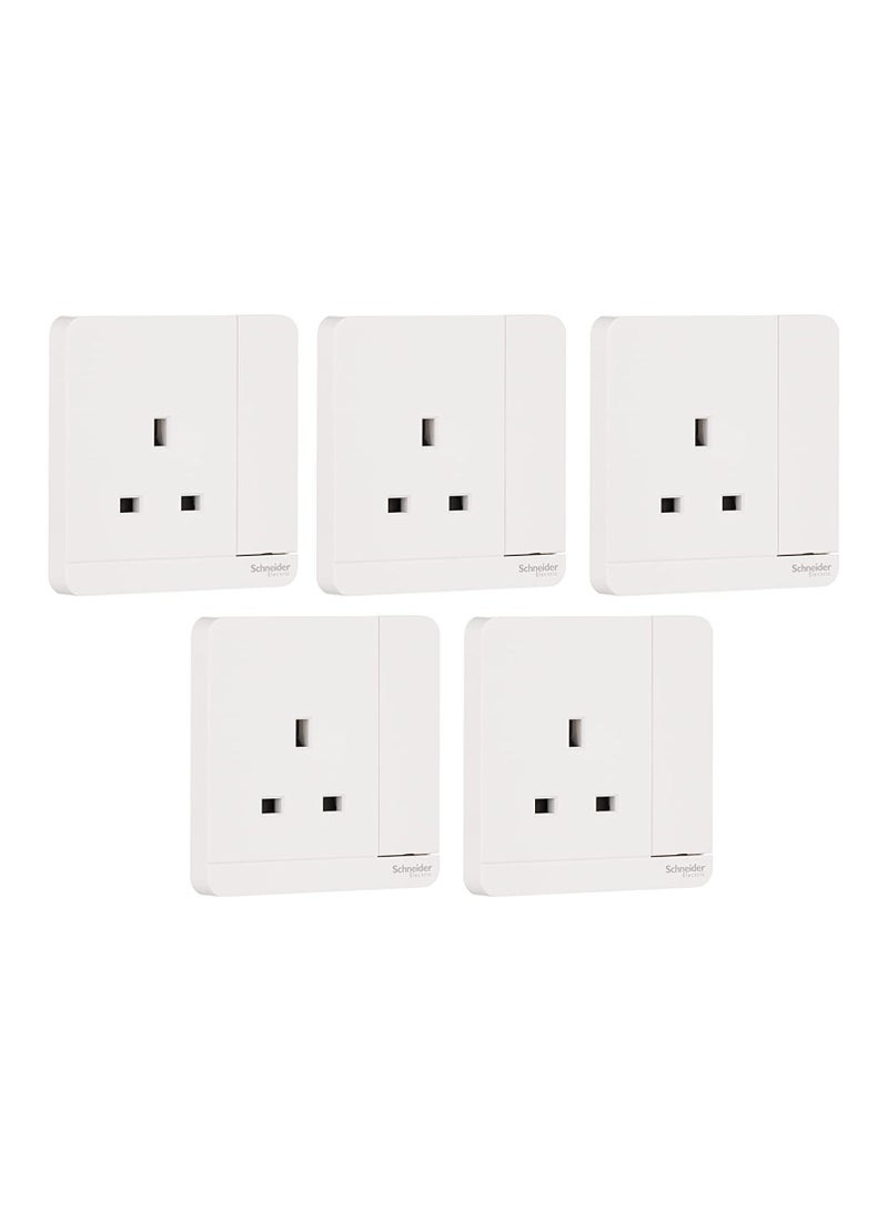 Schneider Electric Schneider Electric E8315N_WE_G12 AvatarOn White - Single switched socket - 13 A - 230 V - 1 gang -White with Neon - Pack of 5 