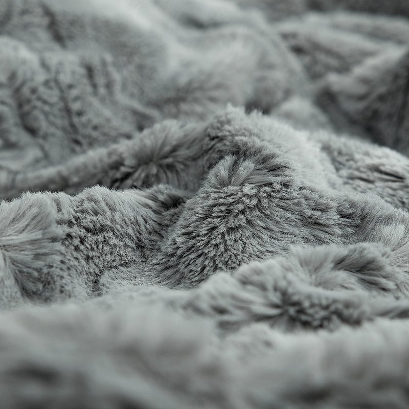 TOONOW Fuzzy Blanket Cozy Faux Fur Luxury Throw Blanket  Extra Soft  Double Sided  Fluffy  Plush Warm Throw Blanket for Couch Sofa Bed  51''x67'' (Light Grey) - Image 5