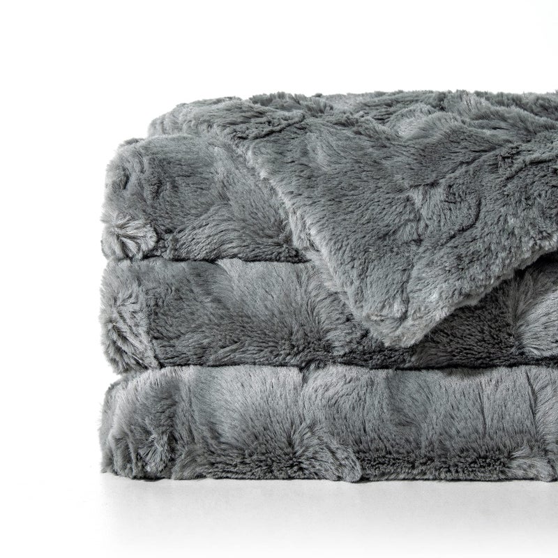 TOONOW Fuzzy Blanket Cozy Faux Fur Luxury Throw Blanket  Extra Soft  Double Sided  Fluffy  Plush Warm Throw Blanket for Couch Sofa Bed  51''x67'' (Light Grey) - Image 3