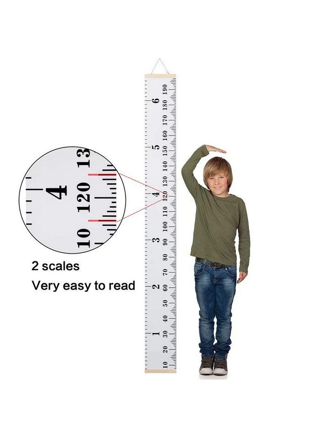 Smlper Growth Chart for Kids,Child Height Chart Ruler for Wall,White Grey Wood Frame Fabric Canvas Height Measurement Ruler for Kids Nursery Room,Removable Wall Decor 79"x7.9" - Image 5