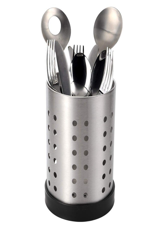 TOPZEA Set of 4 Kitchen Utensil Holder, Stainless Steel Cooking Utensil Organizer Kitchen Tools Flatware Holder Utensil Drying Cylinder Countertop Silverware Caddy - Image 4