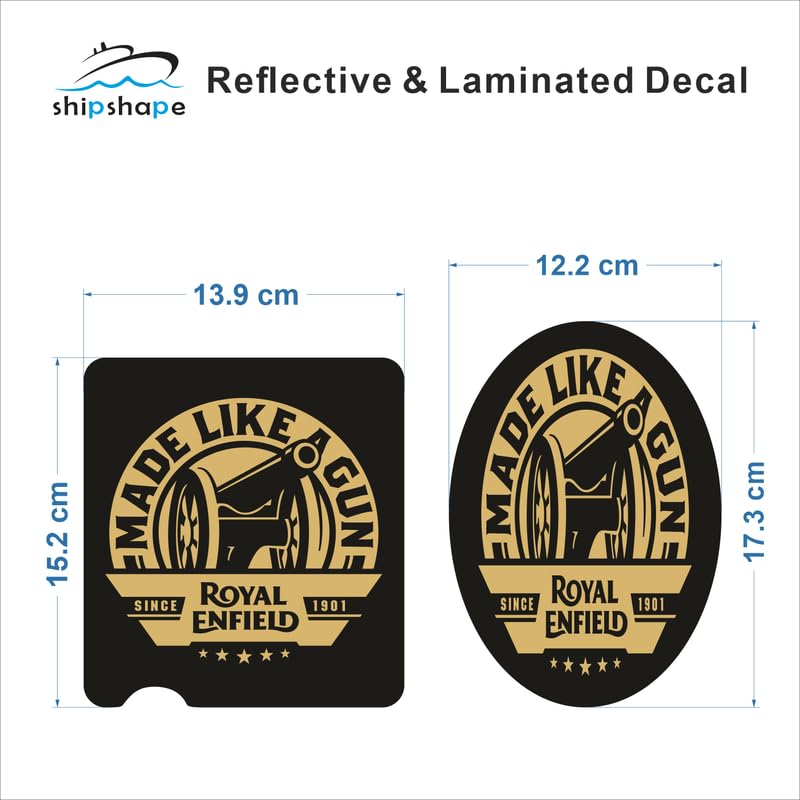 Shipshape Reflective Car Stickers with 3 Layer Lamination | Durable, Weatherproof Decals for Royal Enfield Bikes(Madelike Vector) - Image 2
