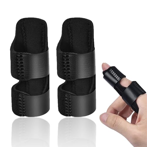 Massmot 2PCS Finger Splint Support for Pain, Adjustable Fingers Splint, Finger Straightener Stabilizer Brace for Broken, Strained, Swollen, Arthritis, Tendinitis (Black) - Image 1