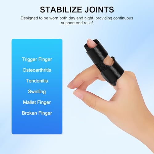 Massmot 2PCS Finger Splint Support for Pain, Adjustable Fingers Splint, Finger Straightener Stabilizer Brace for Broken, Strained, Swollen, Arthritis, Tendinitis (Black) - Image 5