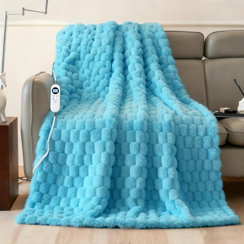 Eastsora Heated Blanket Flannel Throw Blanket, 50"X 60" Electric Heating Blanket with ETL & FCC & 12 Heating Levels & Auto Shut Offï¼ŒMachine Washable (Blue, Single - 50" x 60") - Image 1