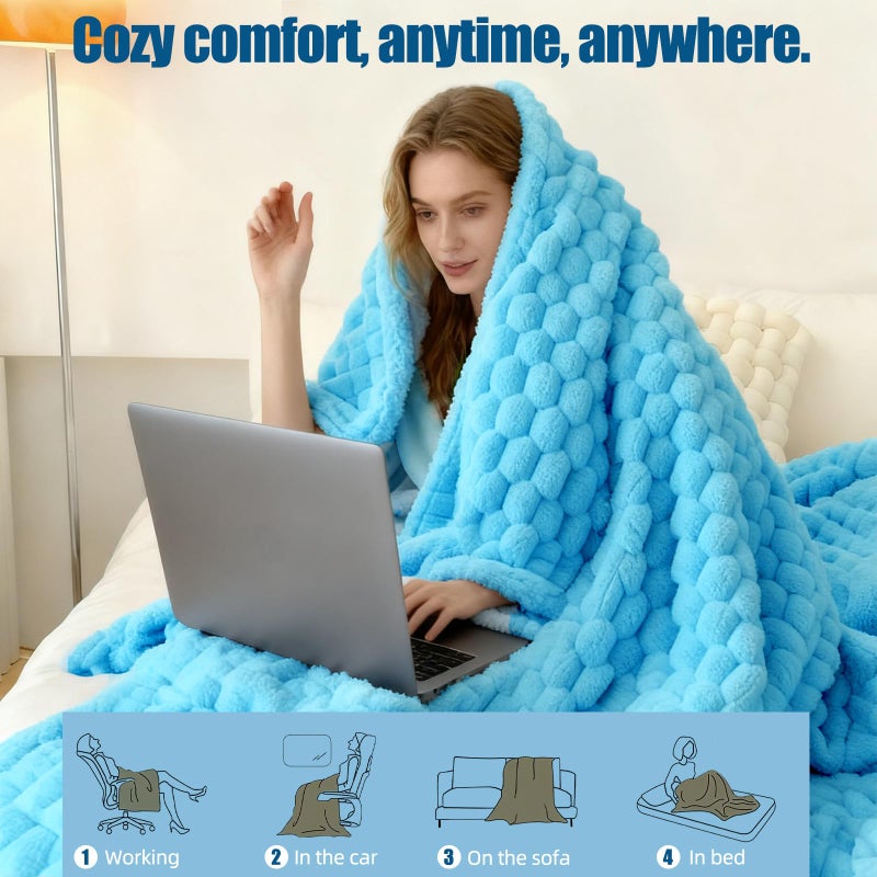 Eastsora Heated Blanket Flannel Throw Blanket, 50"X 60" Electric Heating Blanket with ETL & FCC & 12 Heating Levels & Auto Shut Offï¼ŒMachine Washable (Blue, Single - 50" x 60") - Image 5
