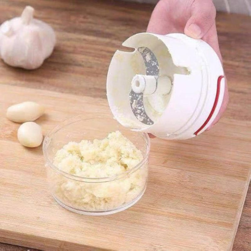 Handheld Rope Pull Mini Chopper, Compact Stainless Steel Triple Blade Food Processor for Garlic, Onion, Vegetables, and Herbs, Manual Kitchen Tool (One pack)
