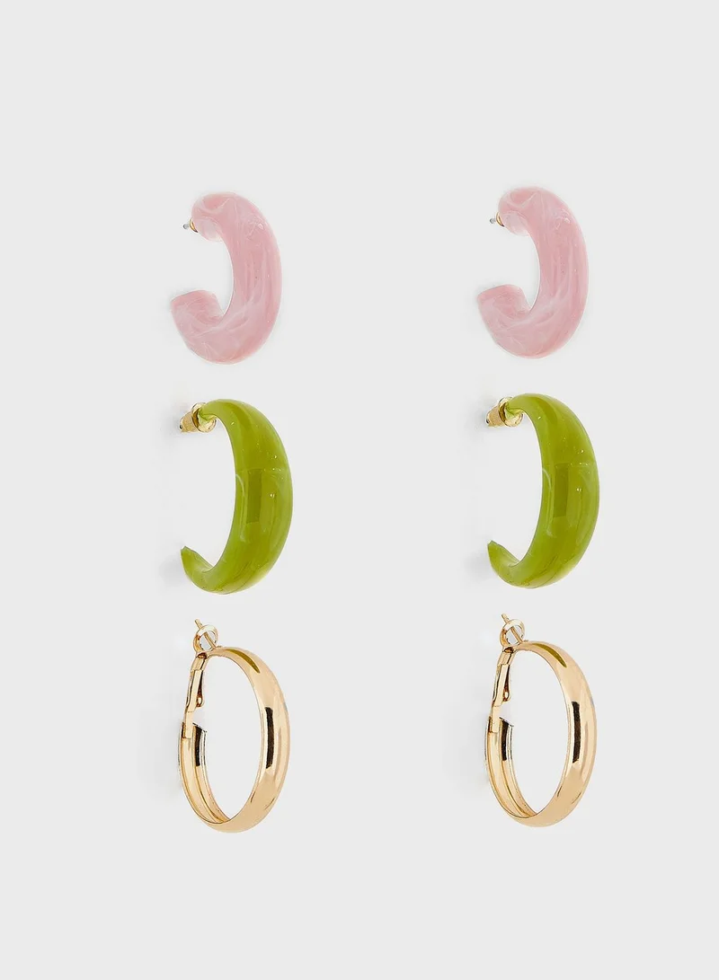 Ginger 3 Pair Mix Hoop Earring Set